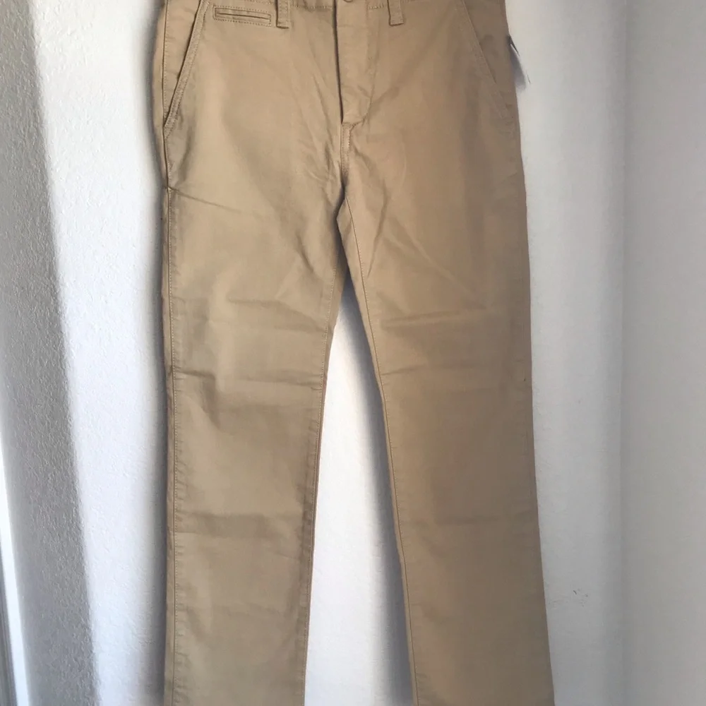 GAP Kids Uniform Chino Pants Khaki size 10 Unisex Design Button Cinch Adj. Waist